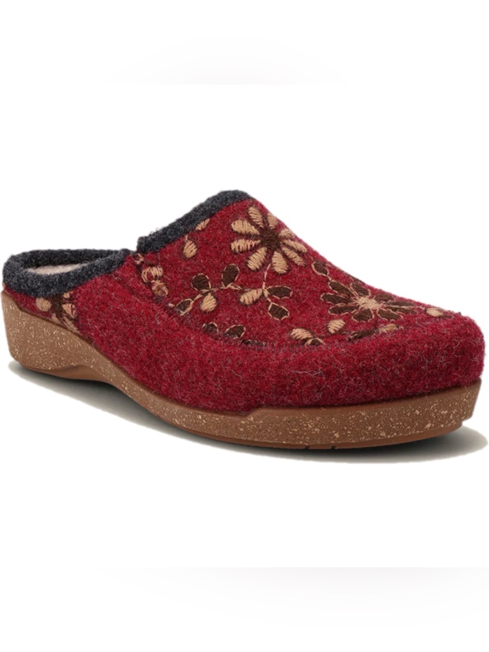 Taos Woolderness 2 Cranberry Embroidered Wool Clogs EU 39